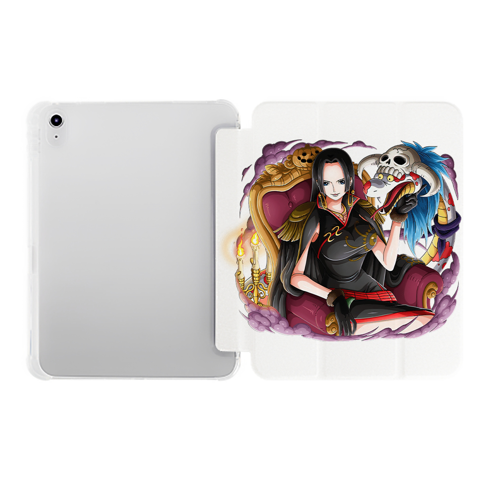 （画像用） ワンピース ボア・ハンコック ONE PIECE Boa·Hancock IPad ケース ペン収納付き 三つ折りスタンド PUレザー×シリコン 対応機種9.5/10.5/10.9インチ